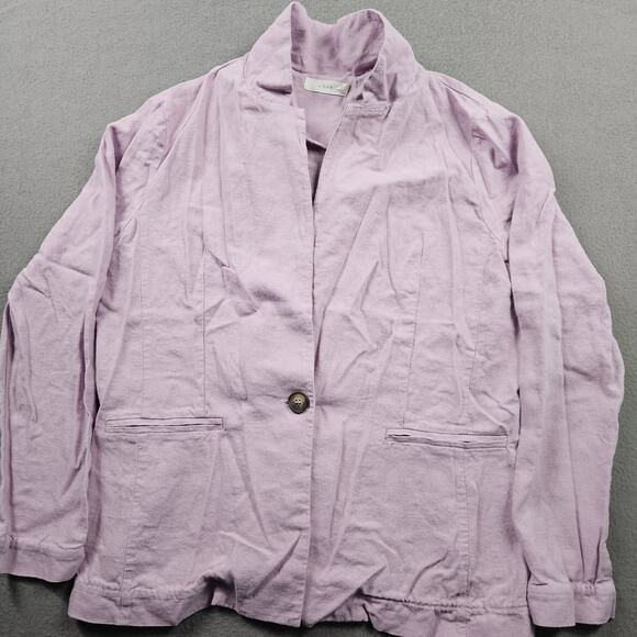 Lush Anthropologie Linen Rayon Blazer Jacket Purple Lavender Womens Small - Picture 1 of 10